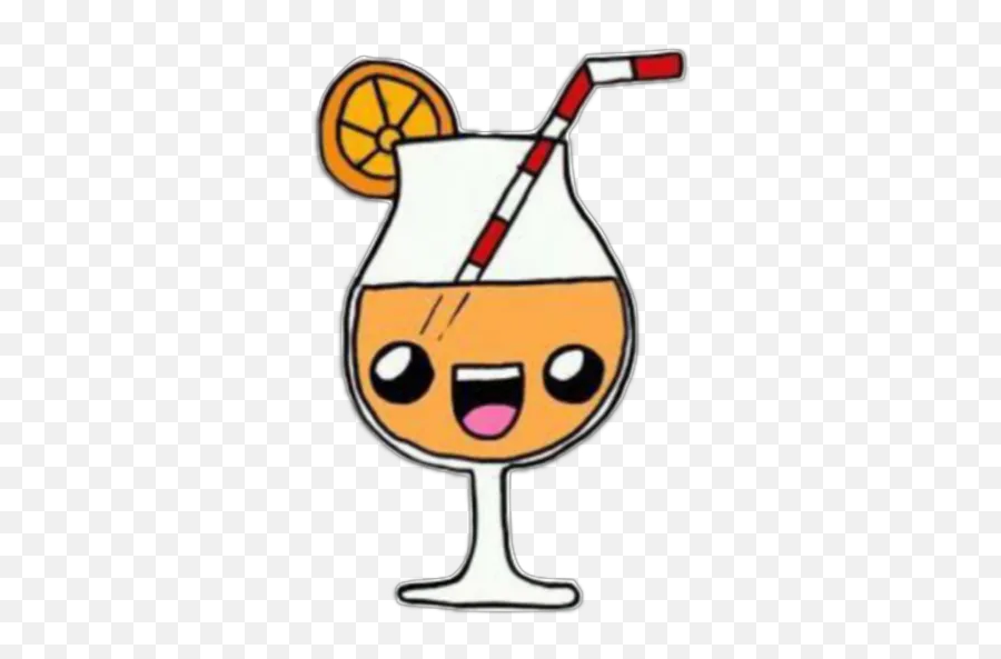 Comida Cute Stickers For Whatsapp - Imágenes Kawaii De Bebidas Emoji,Wine Drinking Emoji