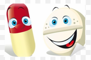 White Background Wall Mural Pixers - Cartoon Pill No Emoji