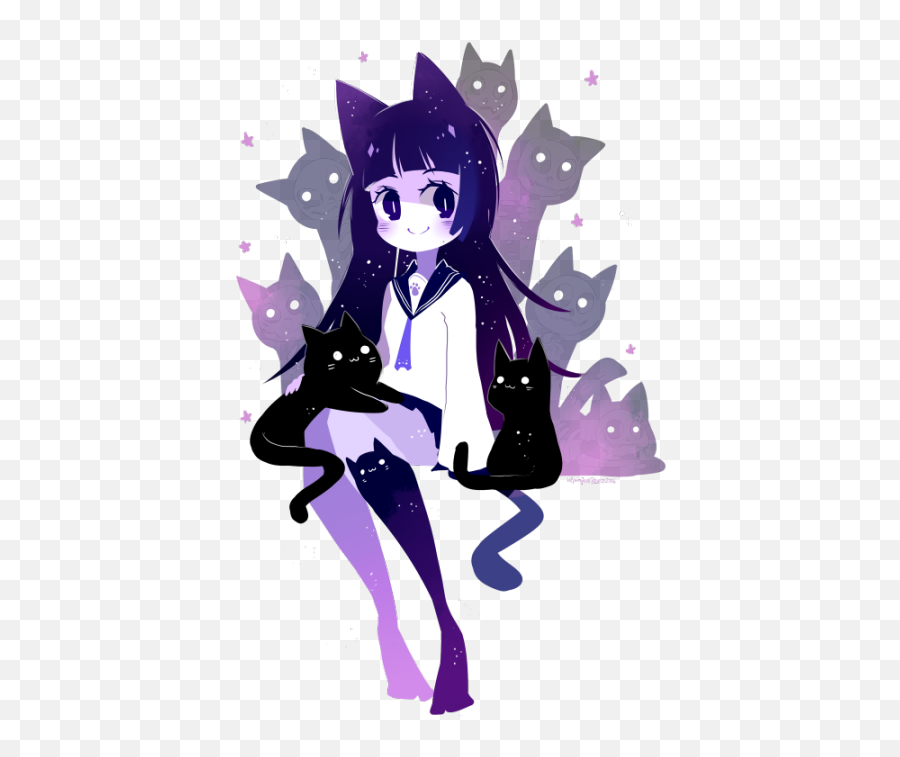 Anime Galaxy Cat Girl Transparent Png - Profile Girl Cat Anime Emoji,Neko Emoji