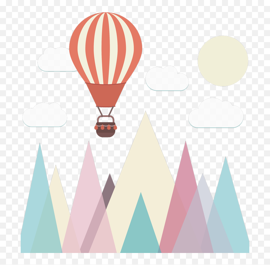 Minimalist Geometric Landscape Illustration Decal - Hot Air Ballooning Emoji,Hot Air Balloon Emoji