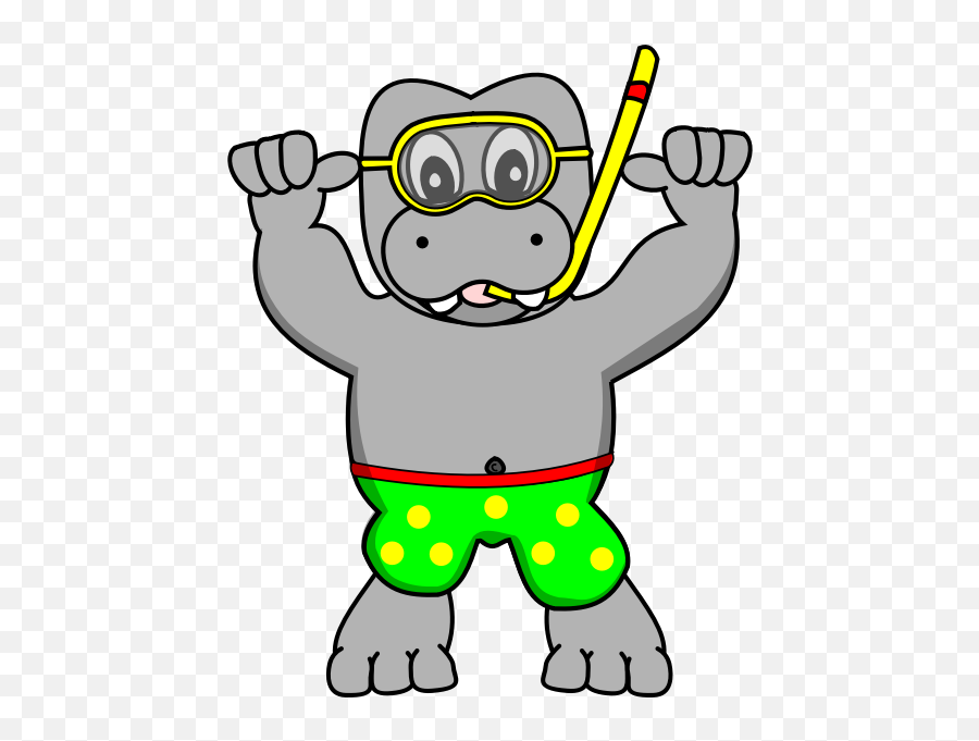 Snorkeling Hippo Vector Image - Hippo Snorkeling Emoji,P Emoticon