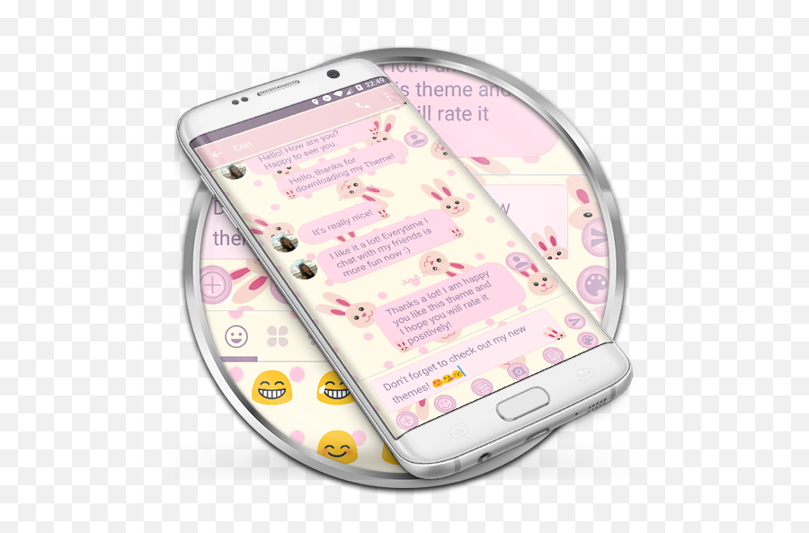 Sms Messages Rabbit Pink Theme Emoji,Cute Emoji Messages