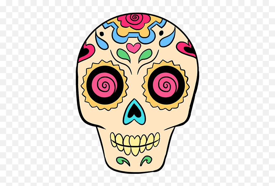 How To Draw A Sugar Skull - Day Of The Dead Skull Easy To Draw Emoji,Dead Skull Emoji