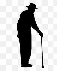 Transparent Clipart Of Old Men - Old Man Silhouette Png Emoji,Old Man With Cane Emoji