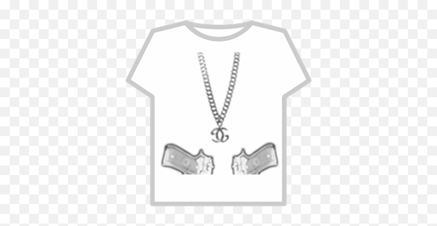 Silver Chain With Guns - Six Pack Roblox T Shirt Emoji,Emoji Ticket Gun Skull