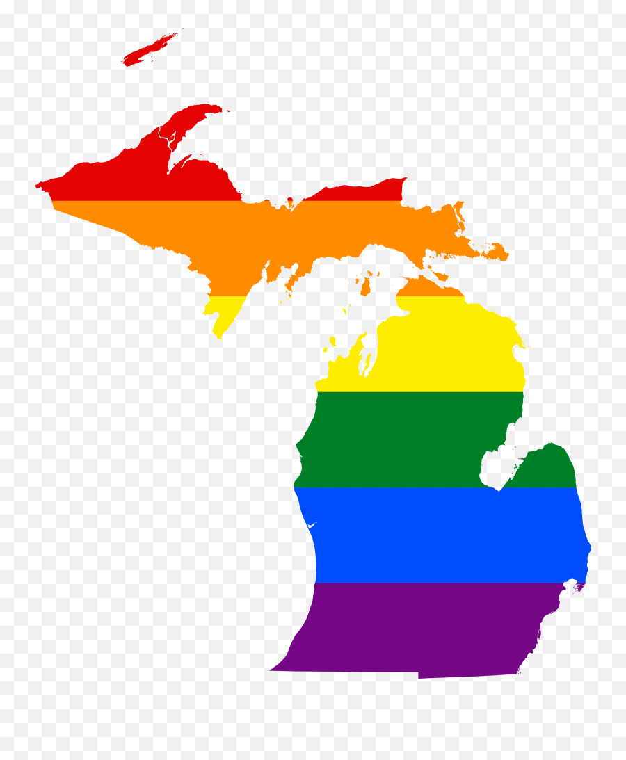 Lgbt Flag Map Of Michigan - Michigan Map With Flag Emoji,Lgbt Flag Emoji