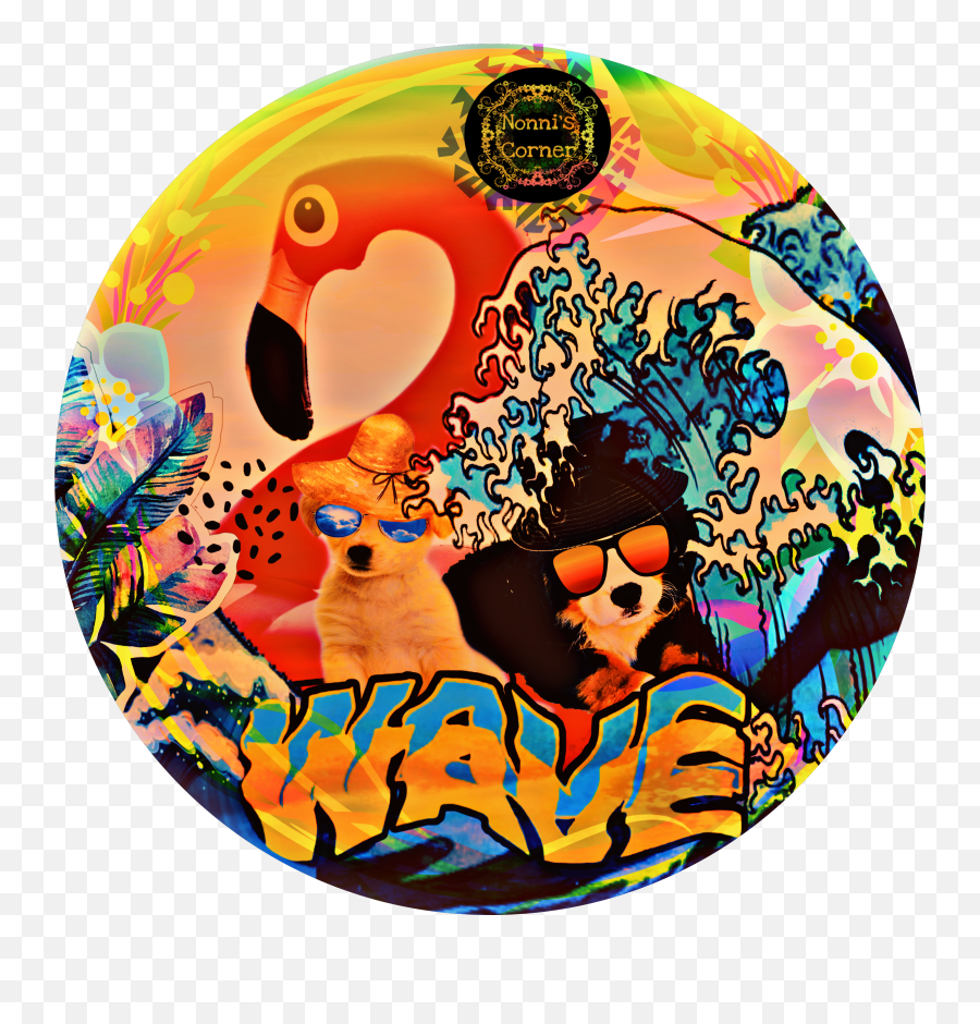 Wave Surf Surfsup Flamingo Supdog - Inflatable Emoji,Surfs Up Emoji