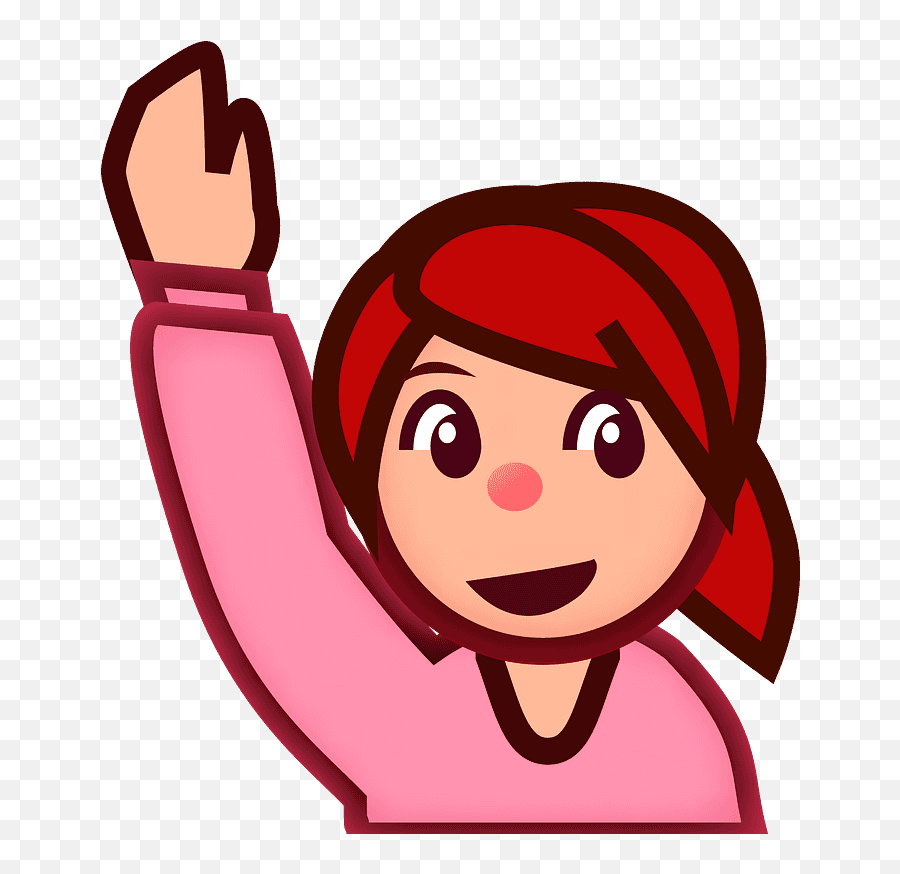 Woman Raising Hand Emoji Clipart - Raise Up Right Hand,Eyebrow Raised Emoji
