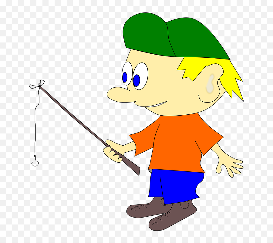 Fisherman Boy - Cartoon Emoji,Boy Fishing Pole Fish Emoji