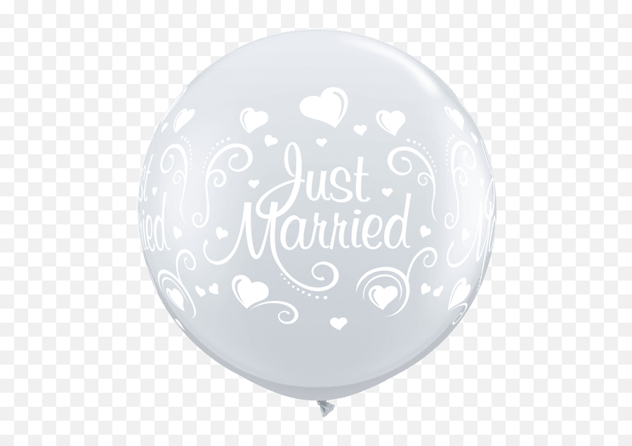 1 X 3u0027 Diamond Clear Just Married Hearts Giant Qualatex - Balloon Emoji,Giant Heart Emoji