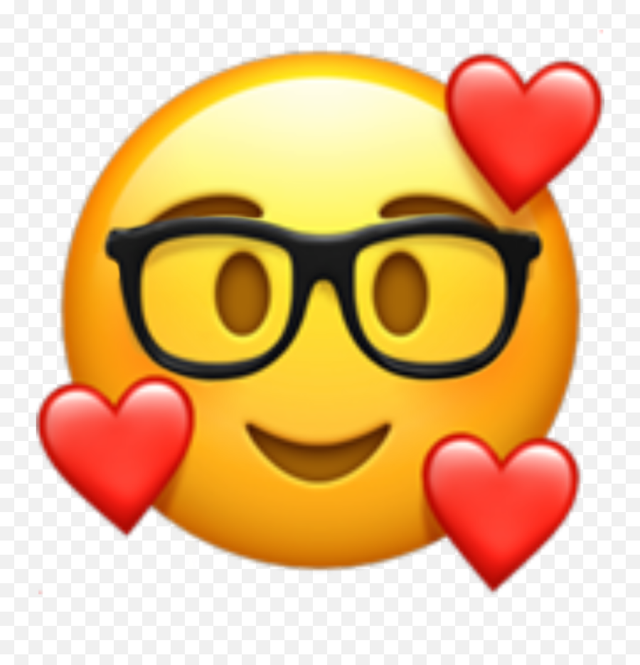 Nerd Glasses Hearts Emoji Stickeredit Appleem - Heart Face Emoji Png,Nerd Emoji