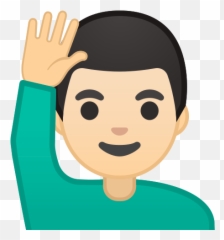 Man Raising Hand Light Skin Tone Free Icon Of Noto - Arzt Emoji,Male Shrug Emoji