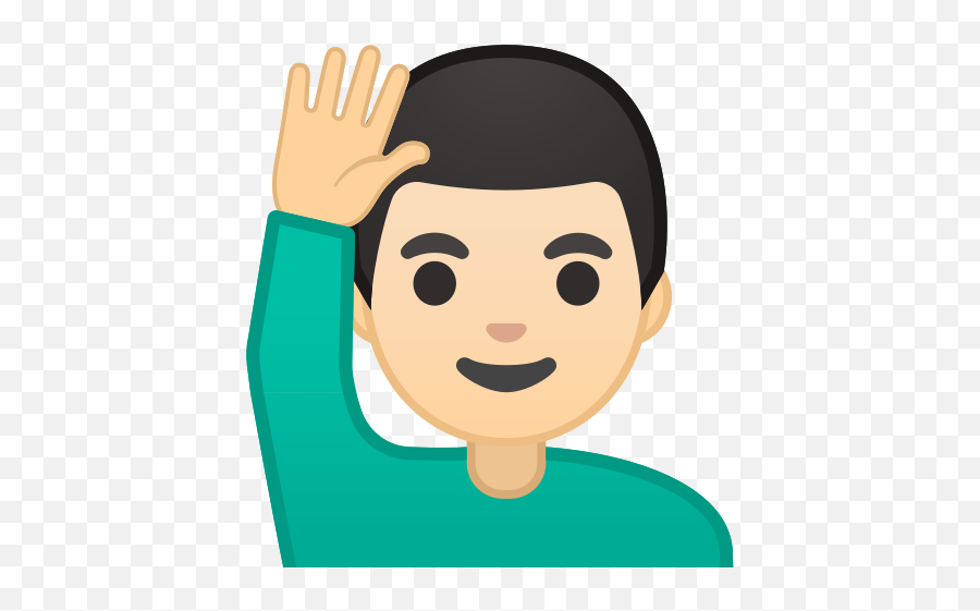 Man Raising Hand Light Skin Tone Free Icon Of Noto - Arzt Emoji,Male Shrug Emoji