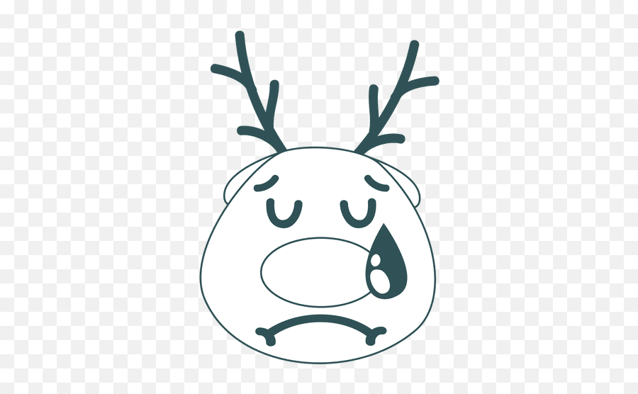 Cry Reindeer Face Green Stroke Emoticon - Cara De Reno En Trazos Emoji,Reindeer Emoticon