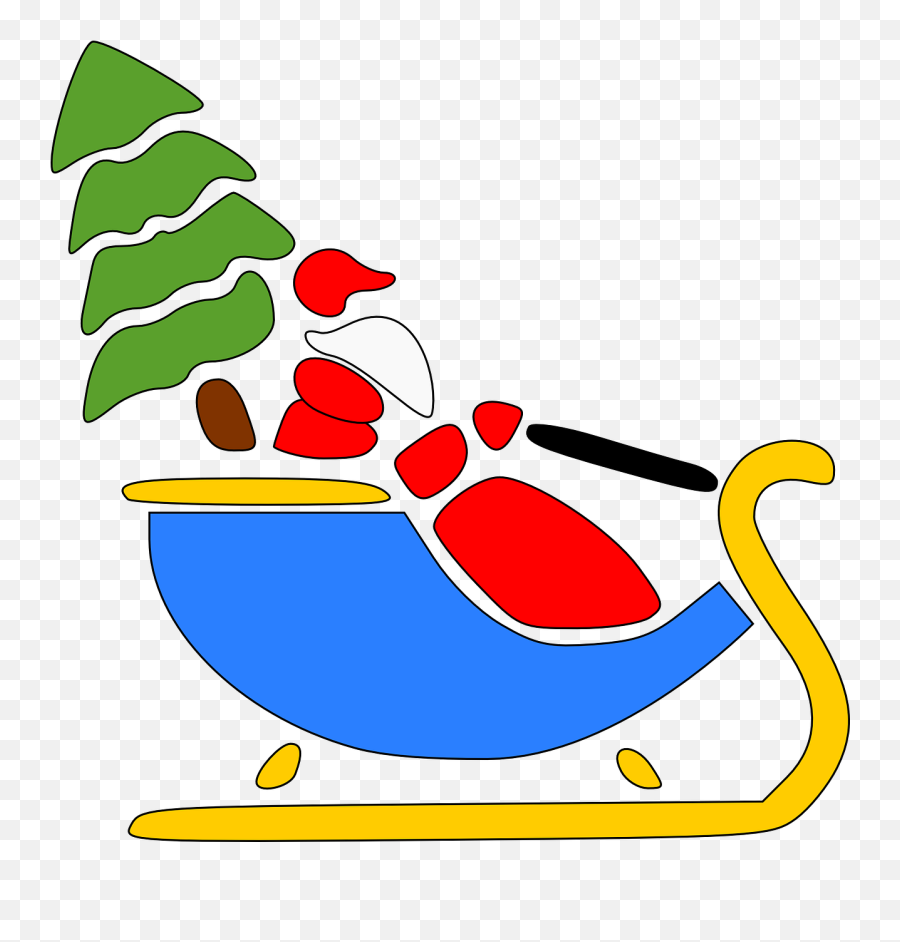 Santa Claus Sleigh Christmas Tree - Santa Flying Clip Art Emoji,Santa Sleigh Emoji