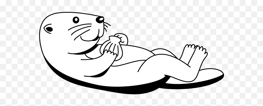 Swimming Otter Clipart Black And White - Black And White Sea Otter Clip Art Emoji,Otter Emoji