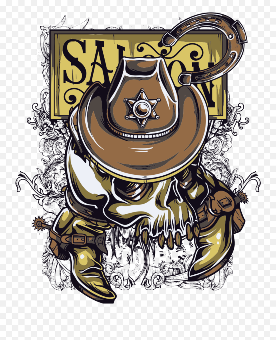 Mq Skull Skulls Cowboy Boots - Sticker By Marras Emoji,Skull Water Skull Emoji