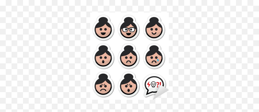 Grandma Face Woman With Bun Hair Vector Icons Set Sticker U2022 Pixers - We Live To Change Grandma Sad Happy Emoji,Grandma Emoticon