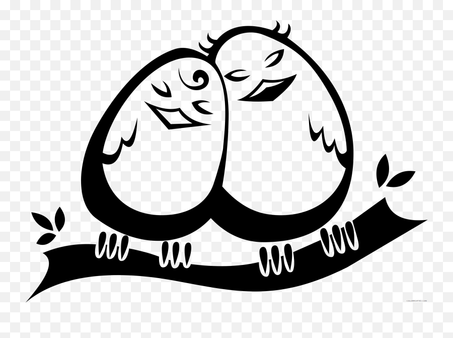 Love Birds Coloring Pages Snuggling - Love Clipart Black And White Free Emoji,Snuggle Emoji