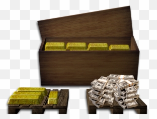 Gold Box Money Dollar Treasure Emoji,Treasure Chest Emoji