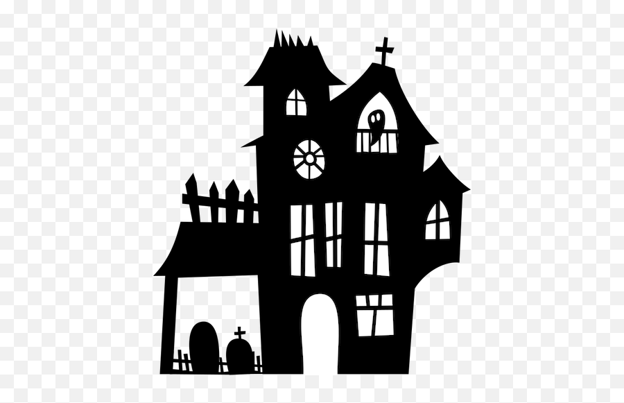 Haunted Mansion Silhouette - Haunted House Clipart Png Emoji,How To ...