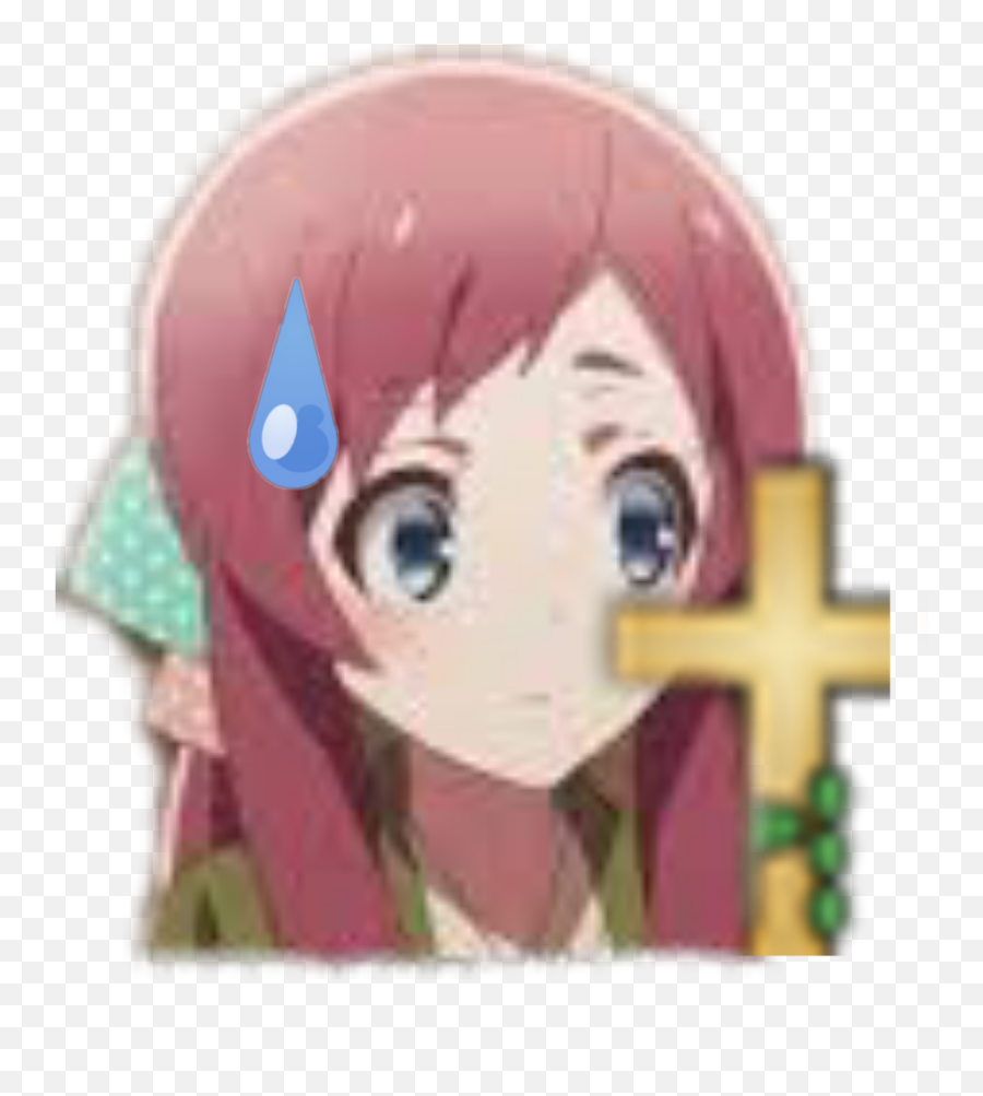 Animegirlholdingcross - Pepe Holding Cross Emoji,Purple Cross Emoji