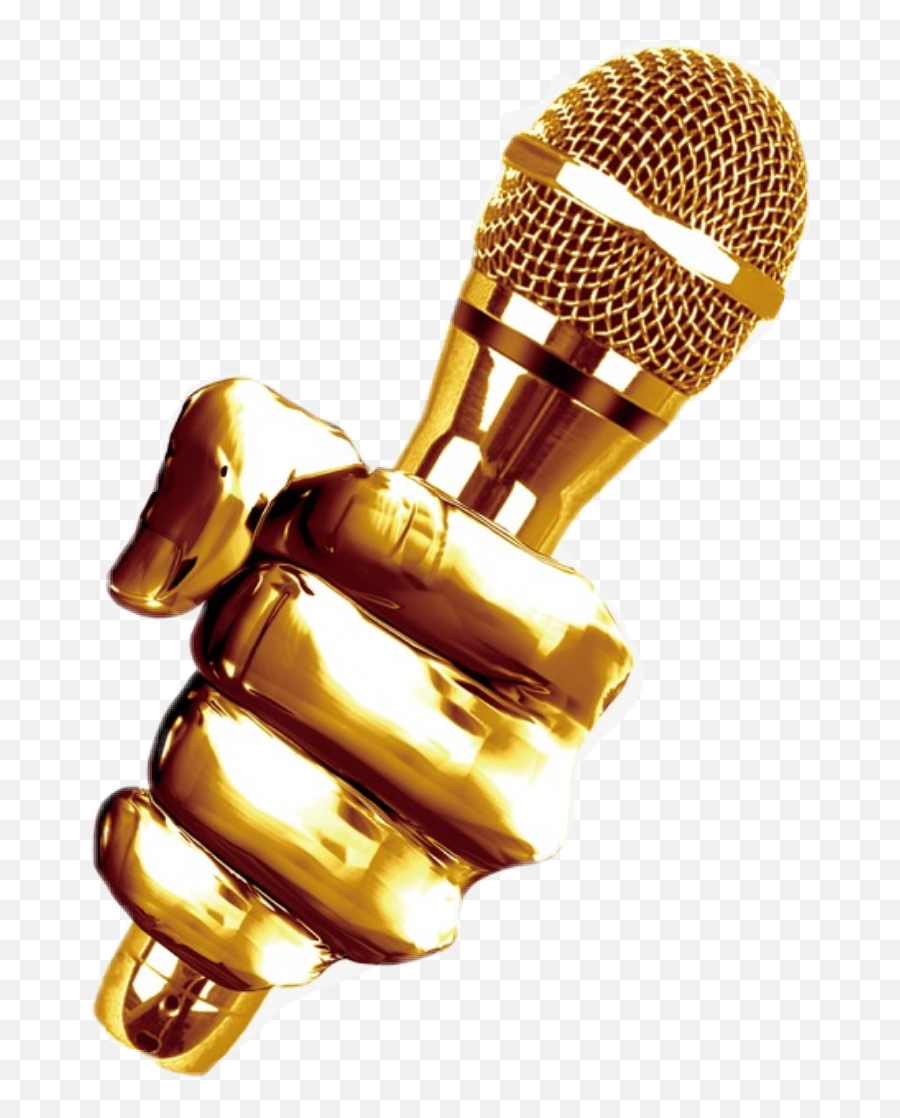 Golden Gold Music Microphone Onstage Dj Singer Mic Hand Emoji,Mic Emoji