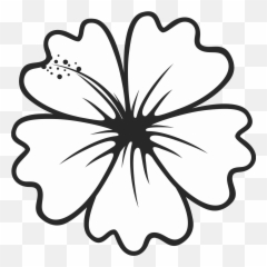 Hibiscus Outline Rubber Stamp - Outline Hibiscus Clip Art Emoji,White Flower Emoji