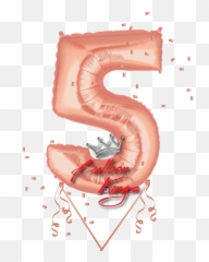 Rose Gold Number 5 - Pink Balloon Transparent Emoji
