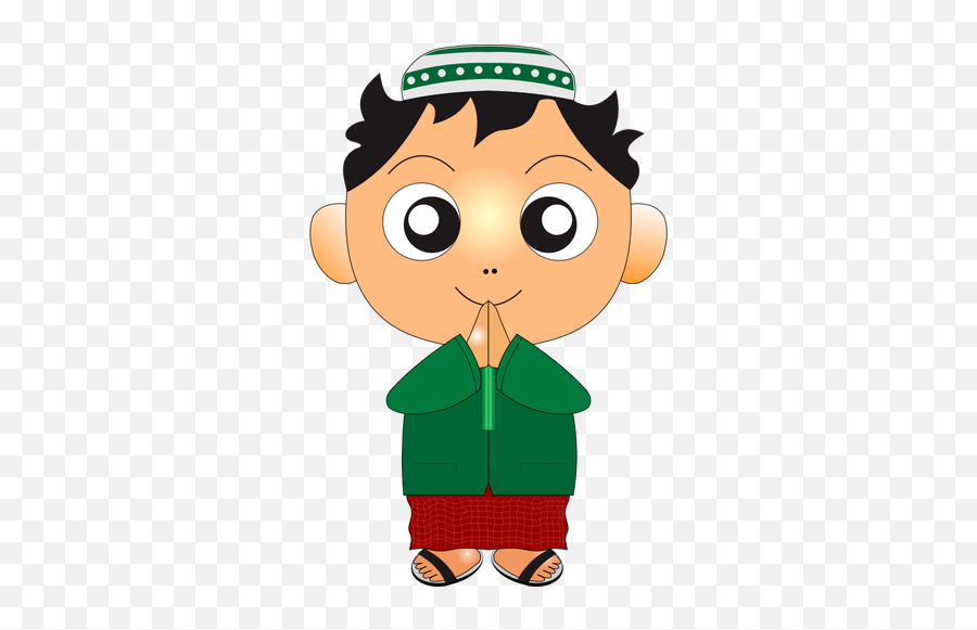 Kid With Praying Cap Vector Clip Art - Ramadhan Png Emoji,Praying Mantis Emoji