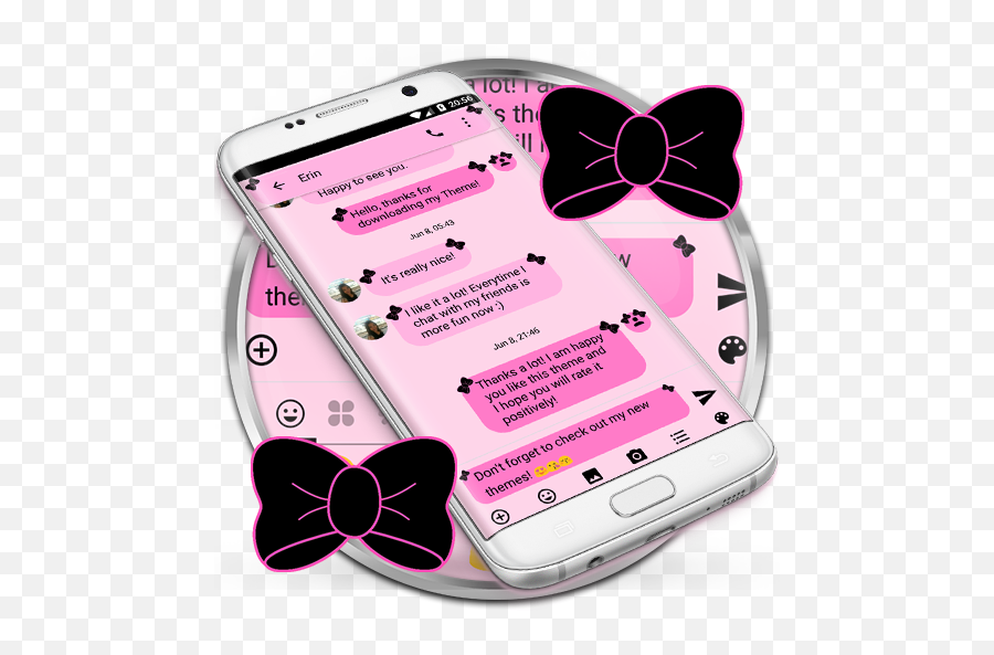 Sms Messages Ribbon Pink Black Theme - Mobile Phone Emoji,Sweet Emoji Messages
