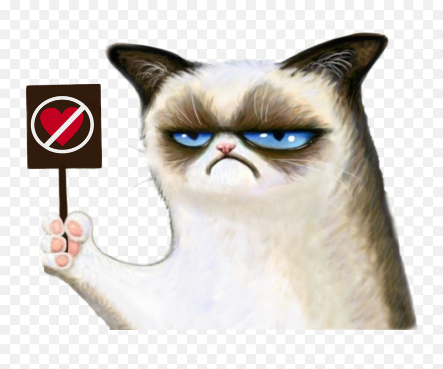 Grumpycats Antivalentinesday Heart Sign Cat Kitty Grump - Grumpy Cat Emoji,Cat Heart Eye Emoji