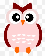 Pink Owl With Wide Eyes Clipart - Cartoon Png Emoji