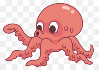 Red Octopus With Big Eyes Clipart - Cartoon Transparent Background Emoji
