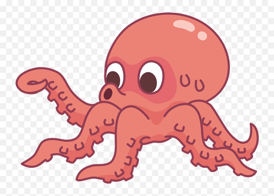Red Octopus With Big Eyes Clipart - Cartoon Octopus Transparent Background Emoji,Squirting Emoji