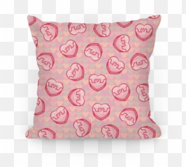 Shrug Emoji Candy Hearts Pattern Throw Pillow - Cushion,Shrug Emoji