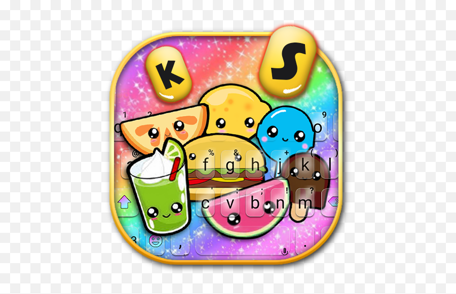 Cute Galaxy Face Fruit Keyboard Theme - Clip Art Emoji,Happy Birthday Emoji Copy And Paste