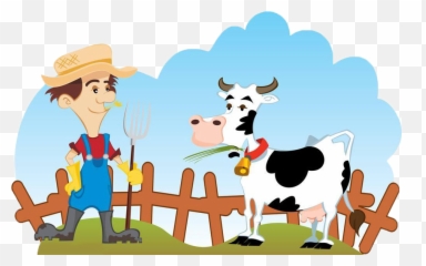 Farming Clipart Pongal - Cartoon Cow And Farmer Emoji