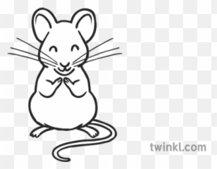 Mouse Emoji Symbol Sms Animal Cute Bw Rgb Illustration - Line Art,Mouse Emoji