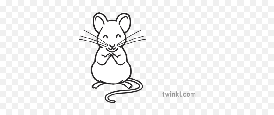 Mouse Emoji Symbol Sms Animal Cute Bw Rgb Illustration - Line Art,Mouse Emoji