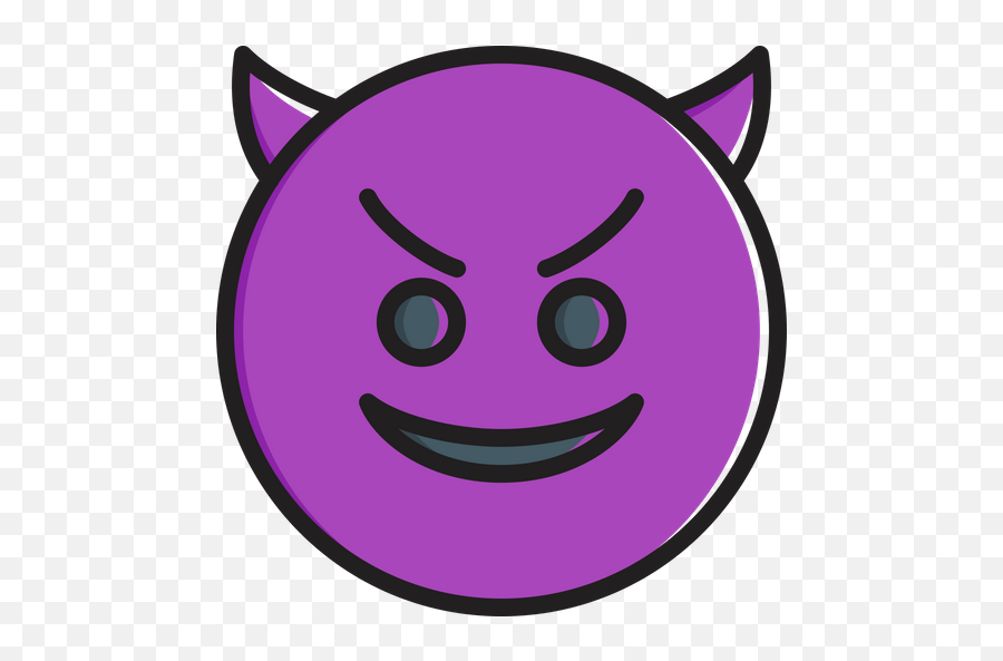 Smiling Face With Horns Emoji Icon Of Colored Outline Style - Smiley,Horns Emoji