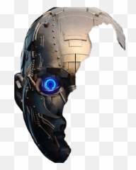 Robot Half Face Jpg Library Png Files - Half Robot Face Png Emoji,Robot Face Emoticon