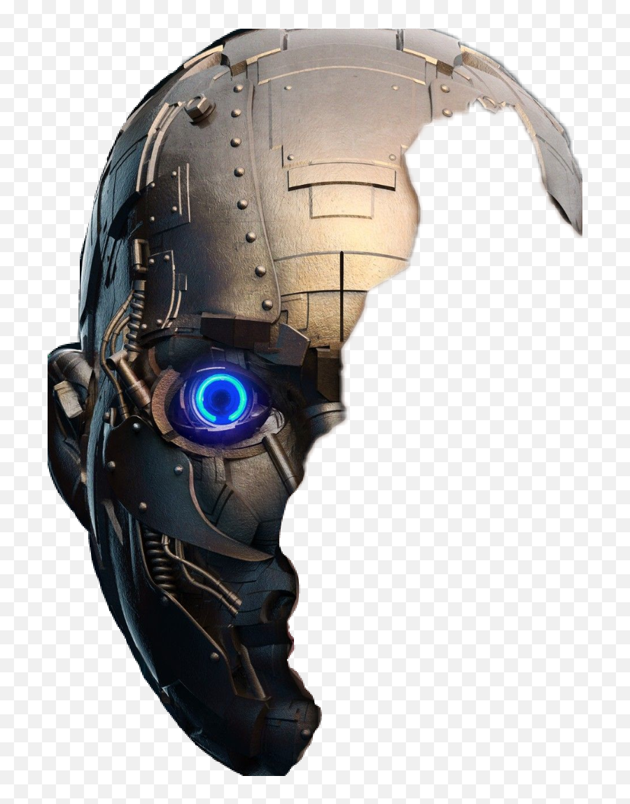 Robot Half Face Jpg Library Png Files - Half Robot Face Png Emoji,Robot Face Emoticon