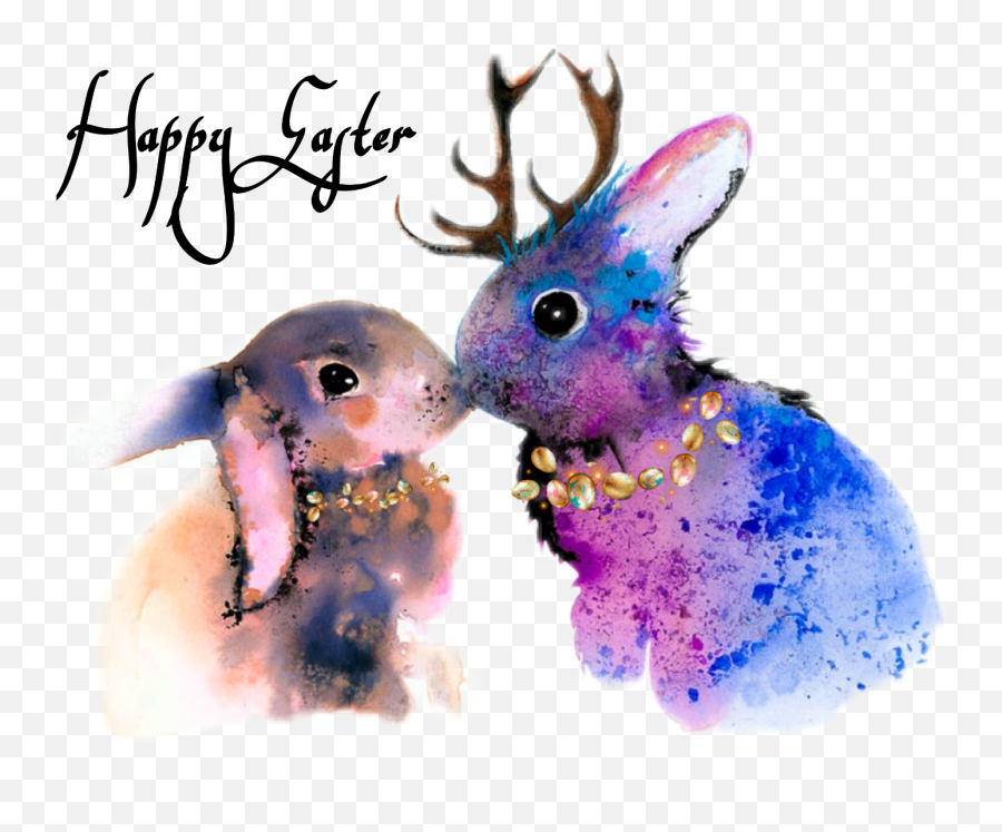 Happy Easter Sticker Challenge - Watercolour Painting Tumblr Animals Emoji,Happy Easter Emoji