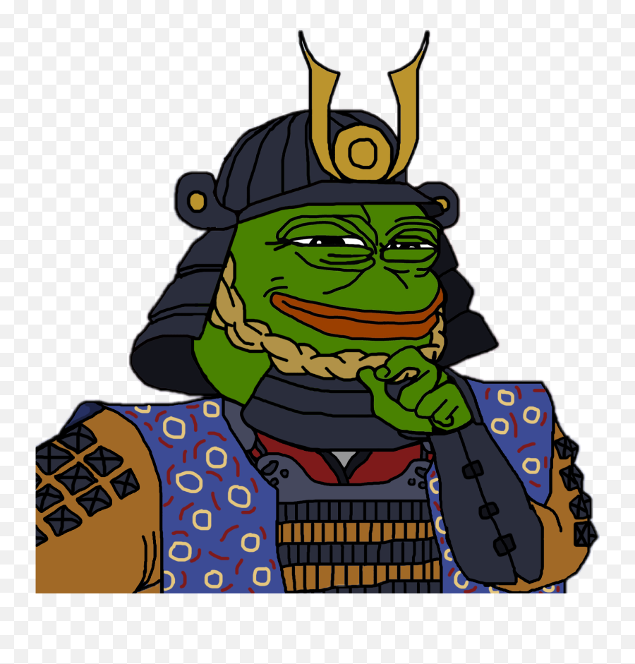 Pepe Meme Rarepepe Samurai Shogun - Pepe The Frog Japan Emoji,Emoji Samurai