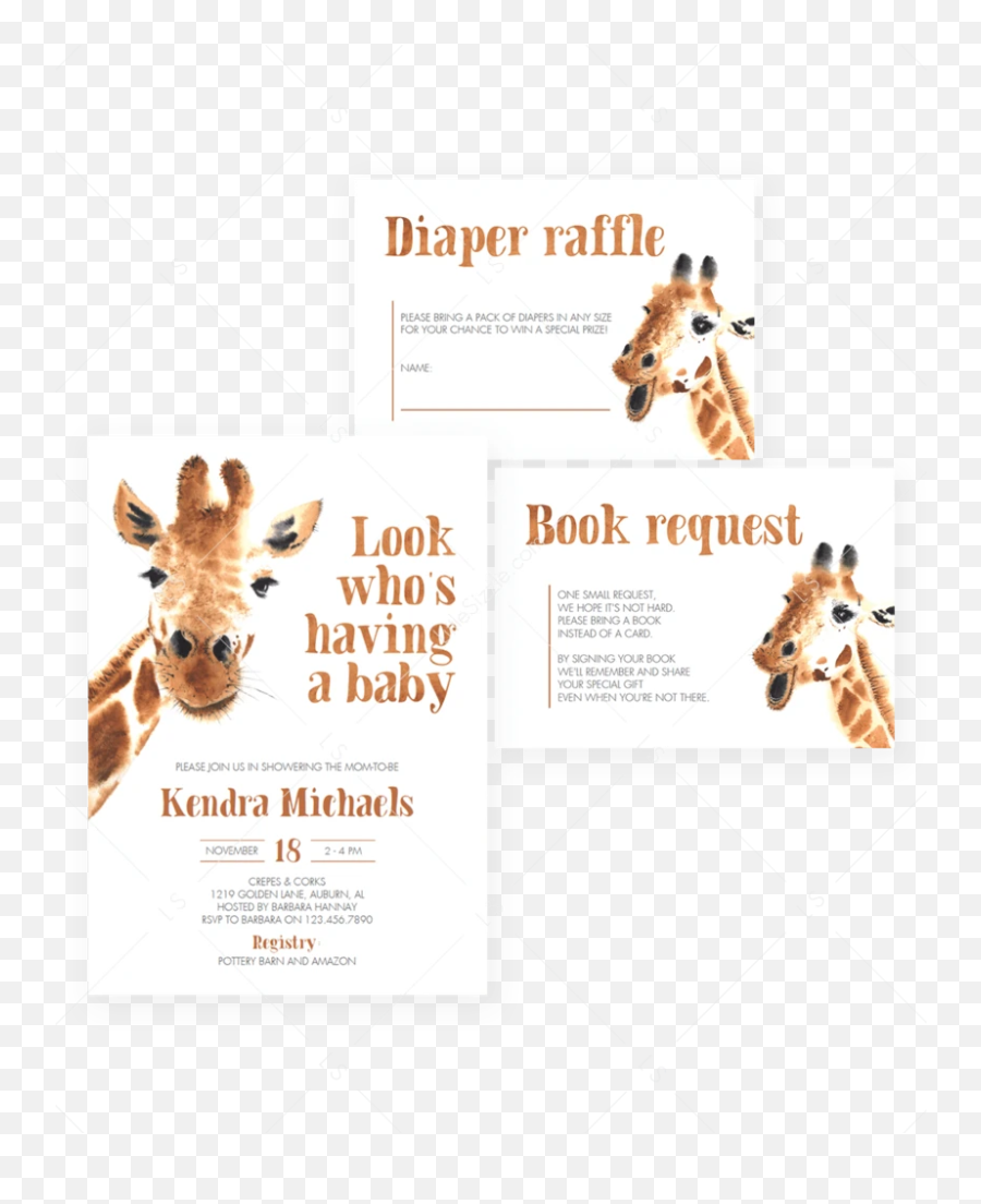 Funny Baby Shower Invitation Suite Giraffe Theme - Baby Shower Emoji,Giraffe Emoji