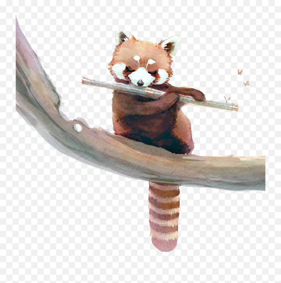 Download Red Panda Giant Panda Raccoon Watercolor Painting - Cute Red Panda Wallpaper Iphone Emoji,Squirrel Emoji