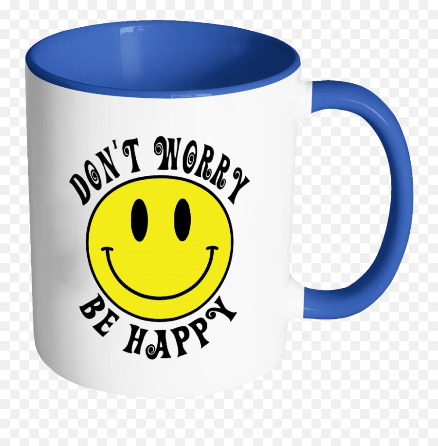 Retro Donu0027t Worry Be Happy Smiley Face Color Accent Coffee Mug - Mug Emoji,Emoticon Happy