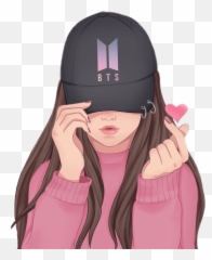 Girl Heart Pink Fingerheart Bts Sticker - Army Profile Picture Emoji