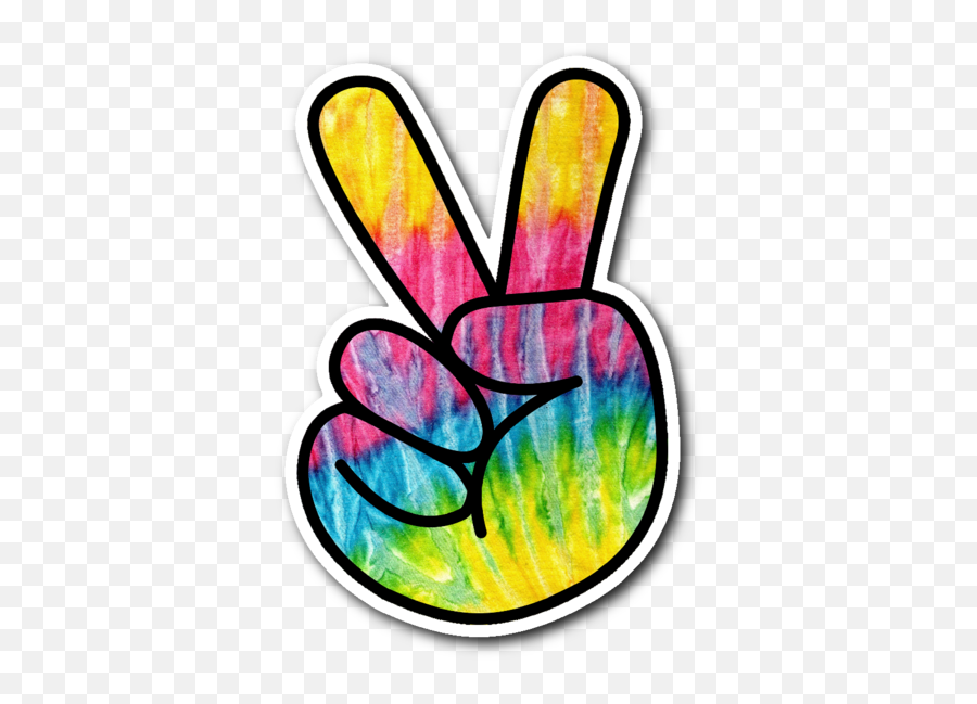 Download Hd Tie Dye Peace Fingers Vinyl Die Cut Sticker Emoji,Peace Fingers Emoji